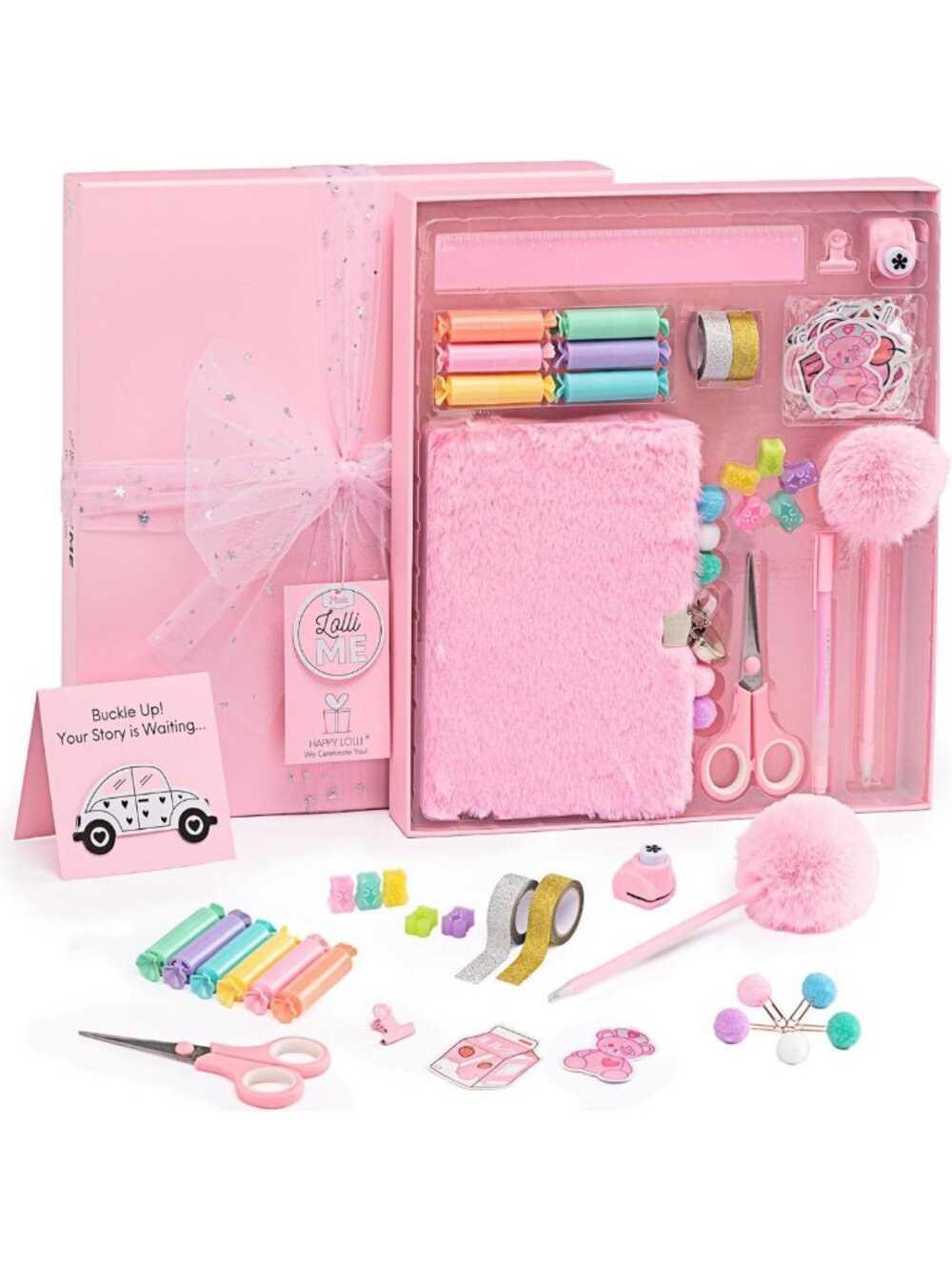 DIY Pink Journal Kit for Tween & Teen Girls, 300+ Pieces, Lockable Diary Set